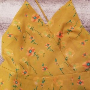 Spring print Yellow Jumpsuit with POCKETS!